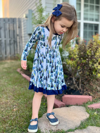 Winter Trees | Toddler & Girls Bamboo Ruffle Twirl Dress