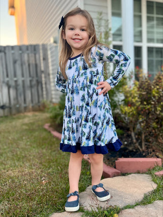 Winter Trees | Toddler & Girls Bamboo Ruffle Twirl Dress